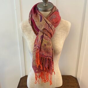 Pashmina Paisley Scarf in Red and Orange